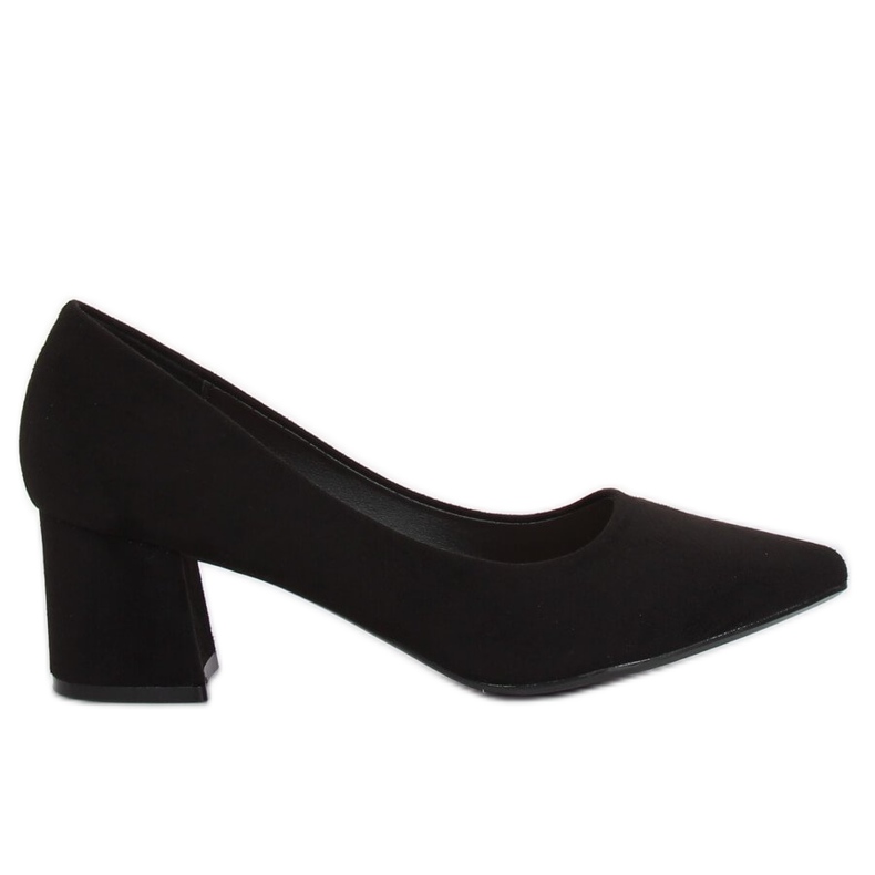 Černé lodičky na širokých podpatcích KJ-10 Black černá