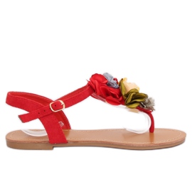 Žabky s červenými květy L518 Red