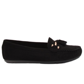 Černé Dámské černé mokasíny L7183 Black černý