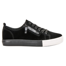 SHELOVET Černé tenisky černý zelený