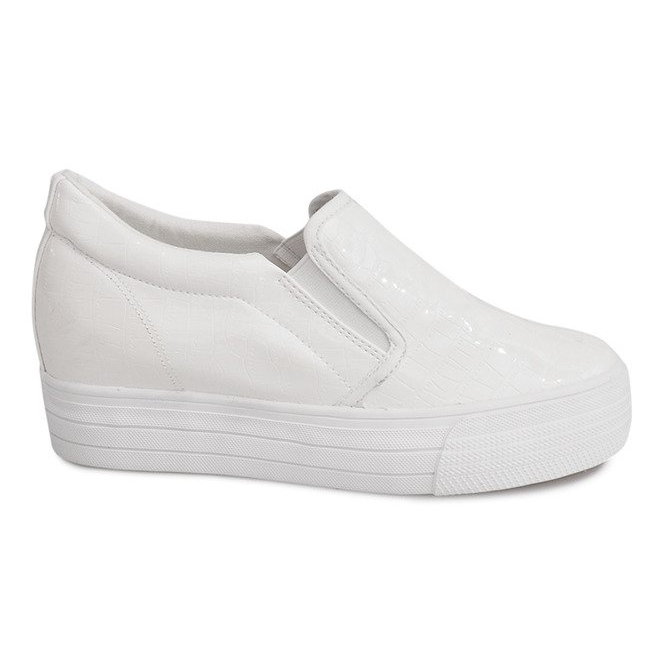 Lakované tenisky na klínku KB-125 bílé bílý