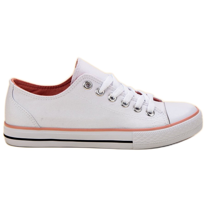 SHELOVET Klasické bílé tenisky bílý růžový