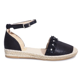 Černé espadrilky s květy Favara černý