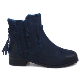 Teplé boty Jodhpur boty Fur W156 Navy námořnická modř
