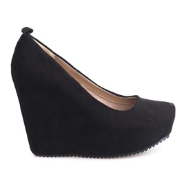Semišové lodičky na klín 066 černé černý