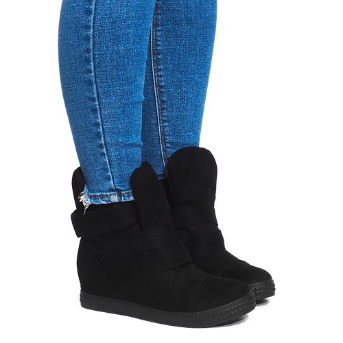 Klínové tenisky se suchým zipem 1703 černé černá Klínové tenisky se suchým zipem 1703 černé černá