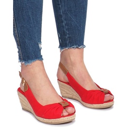 Červené klínové sandály Zopad espadrilles červený