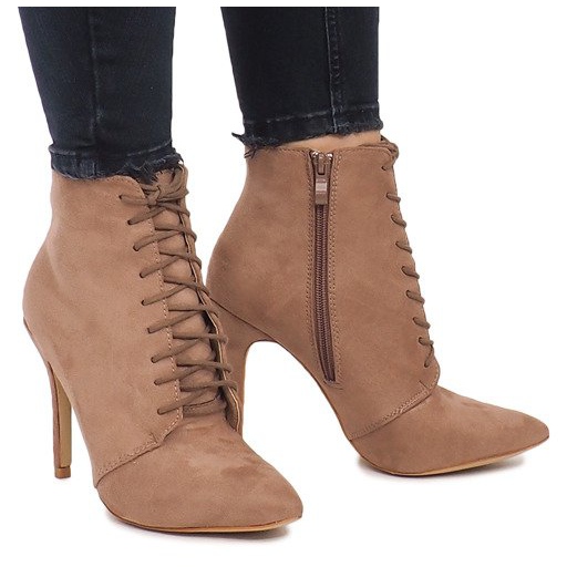 Boty na vysokém podpatku LB-229 Khaki růžový