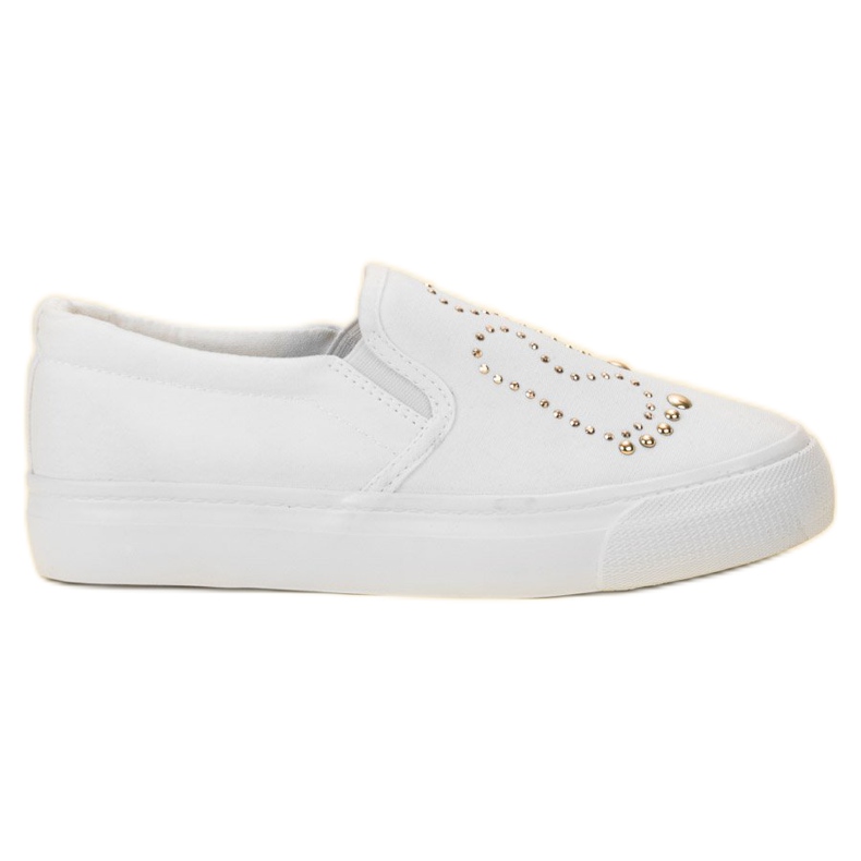 J. Star Slipony s kamínky bílý