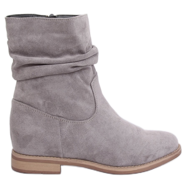 Šedé Kozačky na skryté klínové patě NC838 Grey šedá