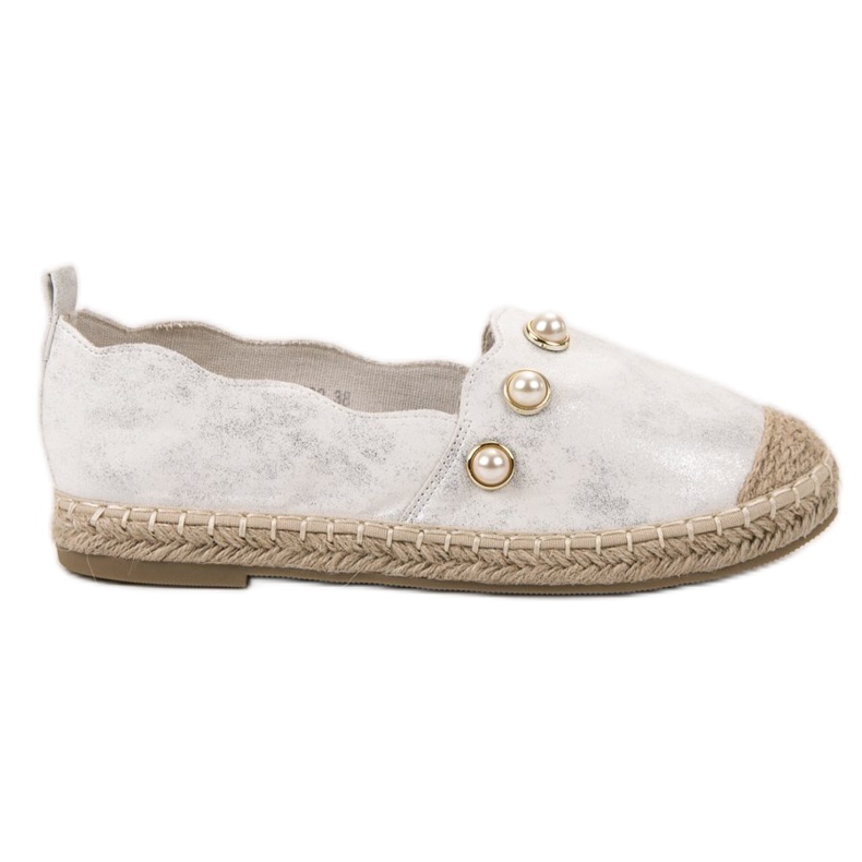 SHELOVET Espadrilky s perlami šedá SHELOVET Espadrilky s perlami šedá