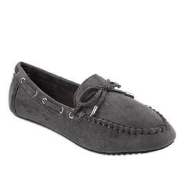 Šedé mokasíny balerínky s mašlí XW9100 šedá