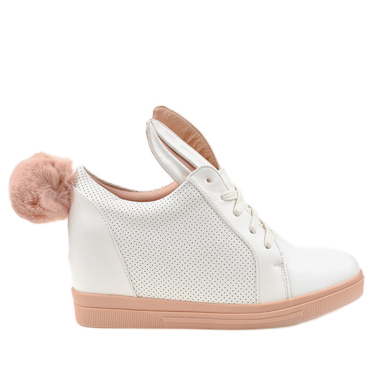 Bílé tenisky na klínových zajíčcích H6211-9 bílý