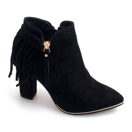 Semišové kozačky na vysokém podpatku A989 Černá