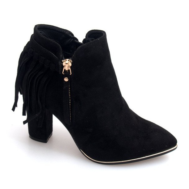 Semišové kozačky na vysokém podpatku A989 Černá