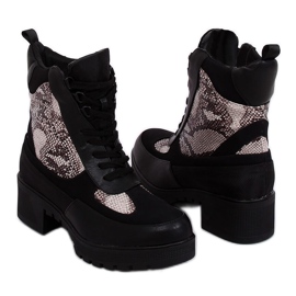 Černé Dámské černé boty 99-58 Snake Skin černý