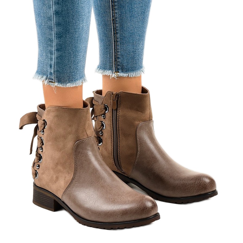 Khaki semišové zateplené boty C562 vícebarevný zelená