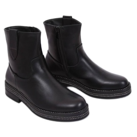 Černé dámské ploché černé kozačky CH1812-1 Black černý