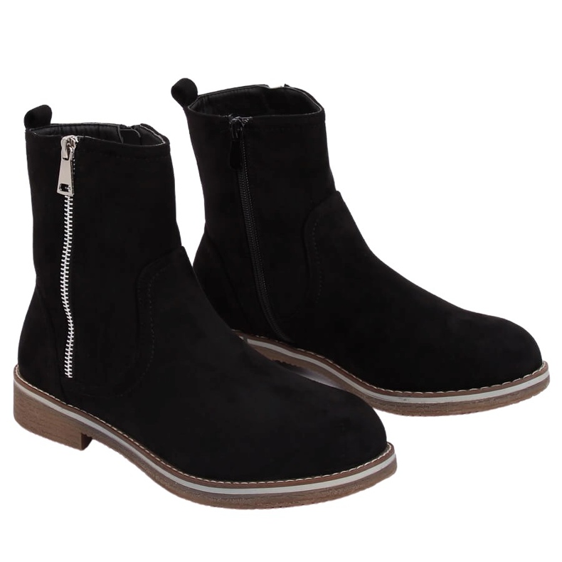 Černé dámské ploché kozačky 0-255 Black černá