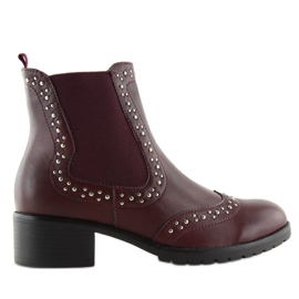 Boty Jodhpur s kaštanovými cvočky FC-H63 Wine červený
