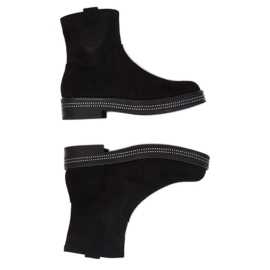 Černé dámské ploché černé kozačky CH1812-2 Black černý