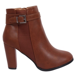 Hnědé kozačky na vysokém podpatku F815-2 Camel hnědý