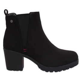 Černé kozačky na širokých podpatcích W373 Black černý