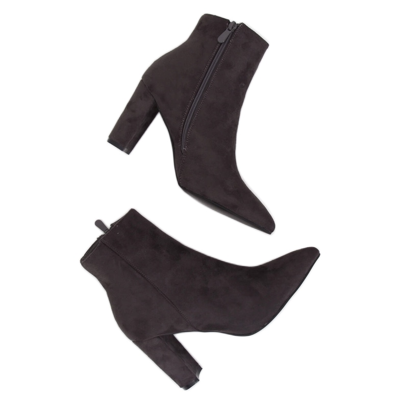 Šedé kozačky na vysokém podpatku NS039P Grey šedá