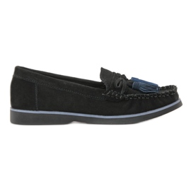 Filippo Kožené mokasíny s třásněmi černý