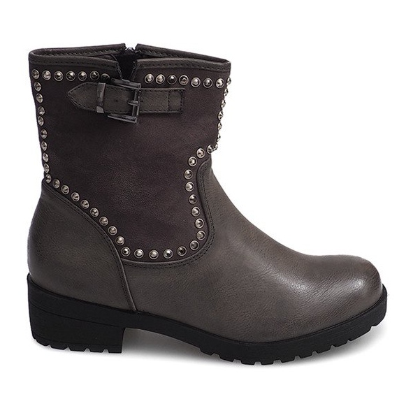 Šedé motorizované boty s cvočky 1640 šedá