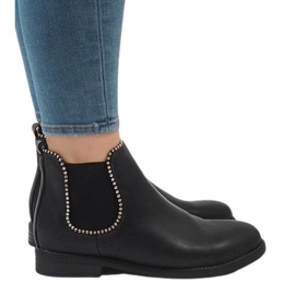 Černé zateplené boty s gumičkou 1003-PA černý