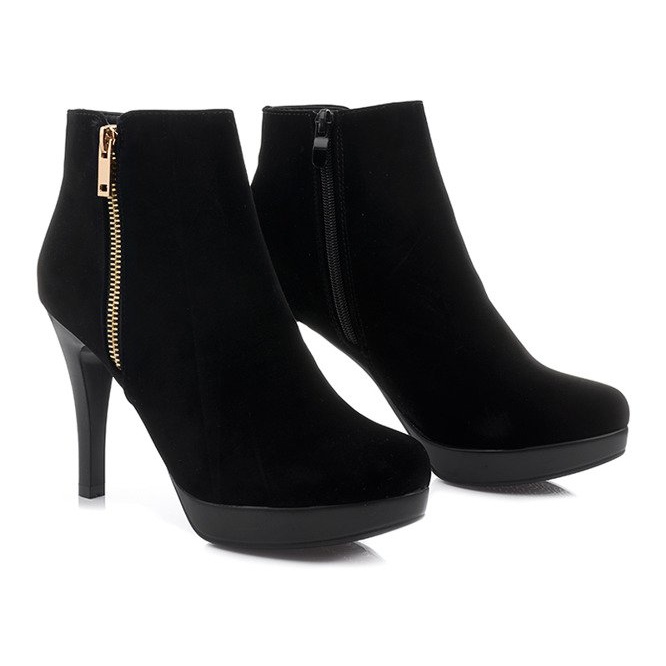 Boty na vysokém podpatku J0081-1 černý zip černá