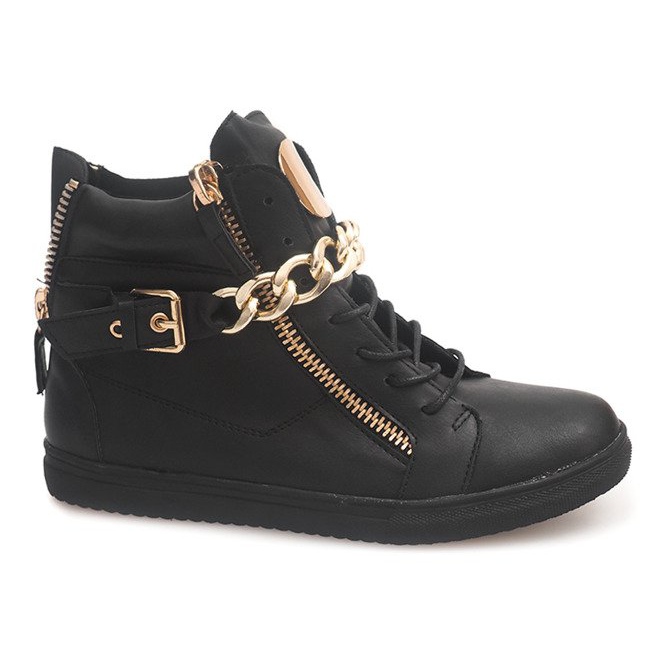 Vysoké tenisky se zipem 3346 černé černá žlutá