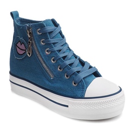 Vysoké riflové tenisky K3031 Navy Blue námořnická modř