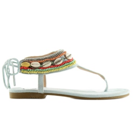 Modré sandály s korálky 8241 L.BLUE II-GAT modrý vícebarevný Modré sandály s korálky 8241 L.BLUE II-GAT modrý vícebarevný