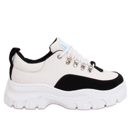 Černobílé boty na vysoké podrážce PF5329 Black bílý černý