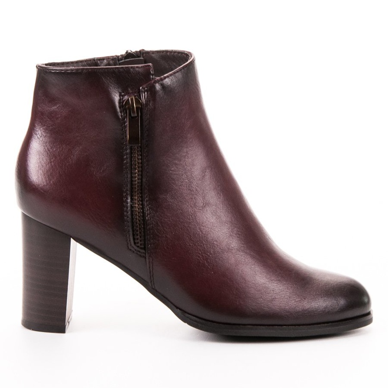 W. Potocki Vínové kotníkové boty na vysokém podpatku červené