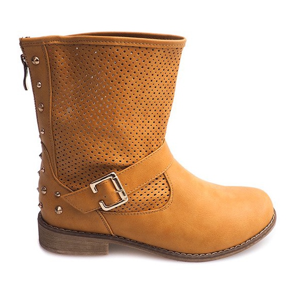 Prolamované boty se zipem TLT1302 Camel hnědý Prolamované boty se zipem TLT1302 Camel hnědý
