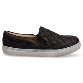 Prošívané Slip On 9033 černé nazouvací tenisky černý