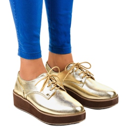 Zlaté elegantní šněrovací boty 2017-1 zlatý Zlaté elegantní šněrovací boty 2017-1 zlatý
