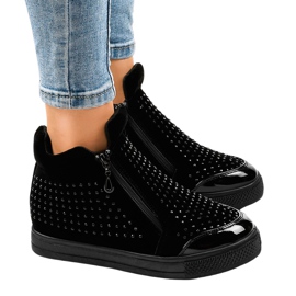 Černé klínové tenisky se zipy R51-1 černá Černé klínové tenisky se zipy R51-1 černá