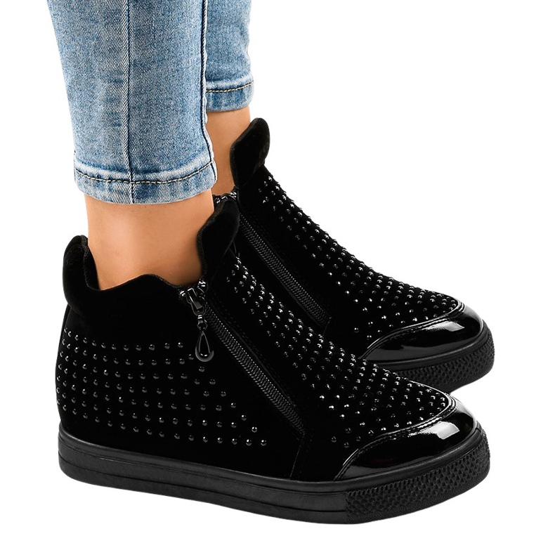 Černé klínové tenisky se zipy R51-1 černá