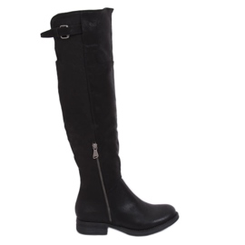 Černé mušketýrské boty F2075 Black černý