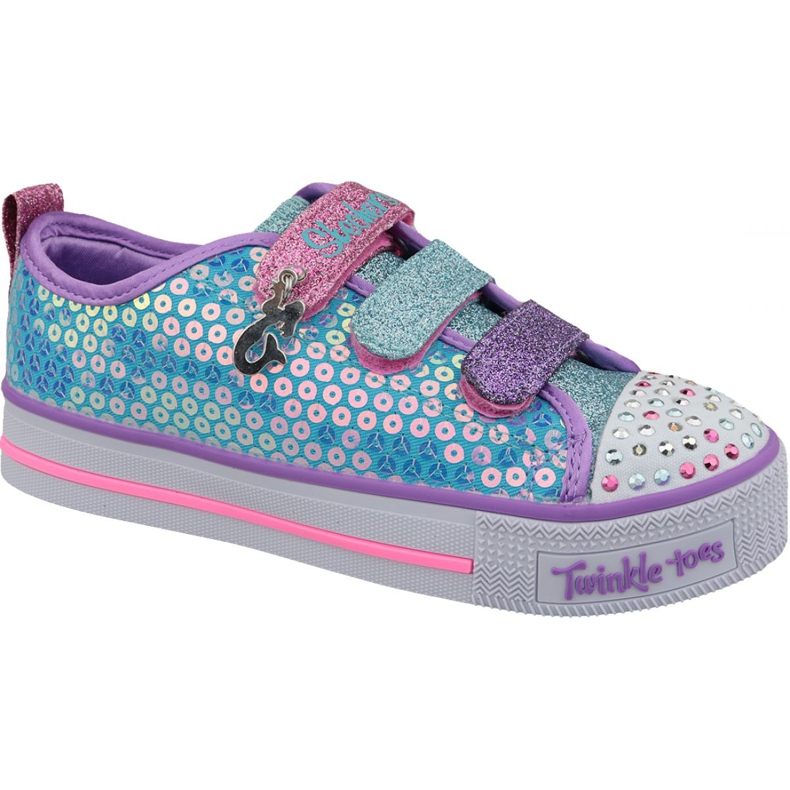 Modré boty Skechers Twinkle Lite Jr 20062L-TQMT modrý vícebarevný