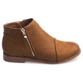 Prolamované boty se zipem H197 Camel hnědý