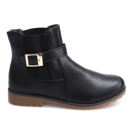 Boty s gumovou a přezkovou kožešinou E598, černé černá zelená