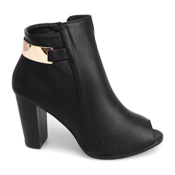 Otevřené boty na sloupku F906 Černá