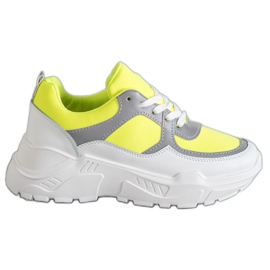 Ideal Shoes Neonové sportovní boty bílý vícebarevný žluť