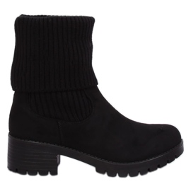 Černé dámské kozačky s lemem ZX2804 Black černý