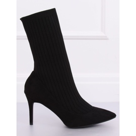 Černé boty se svrškem ponožky černé T5033 Černá Černé boty se svrškem ponožky černé T5033 Černá
